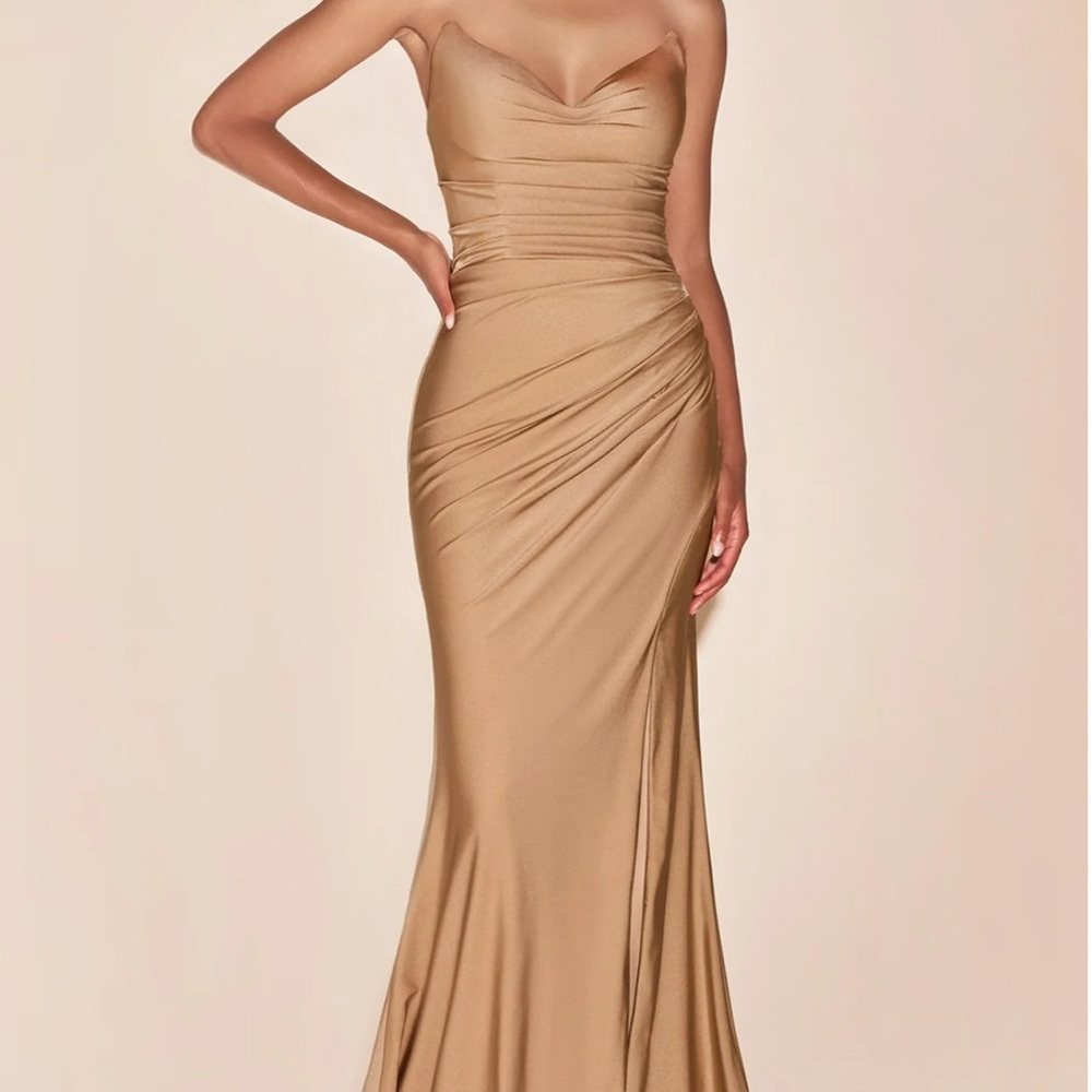 Elegant Champagne Gold Evening Gown